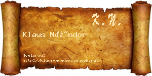 Klaus Nándor névjegykártya
