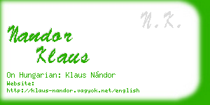 nandor klaus business card