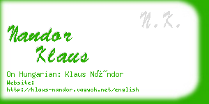 nandor klaus business card